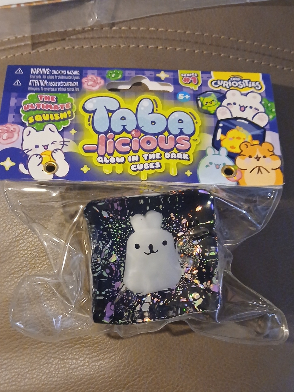 Taba-licious Glow in the Dark Squishy Cube - Black with White Character